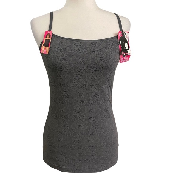 Fat Free Dressing Other - NWT Fat Free Dressing Tummy Toning Grey Lace Camisole Shape Wear Size XL